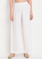 Rayon White Casual Wear Plain Plazzo